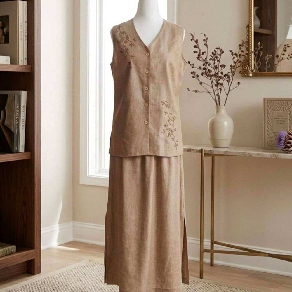 Unbranded Women's Tan and Gold Casual-dresses